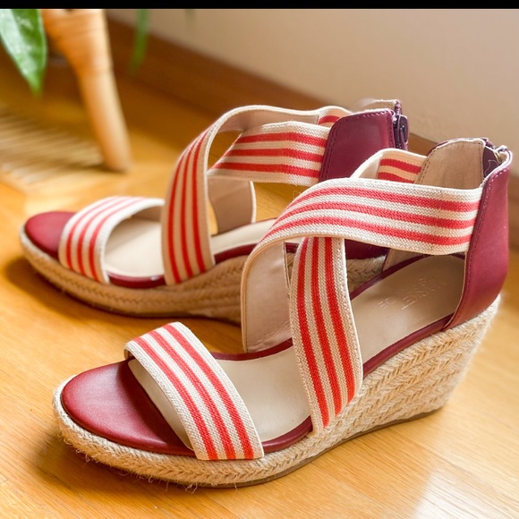 🎈SOLD Market & Spruce Mary Red Elastic Strappy Espadrille Wedge Sz 7 🎈 - Picture 3 of 8